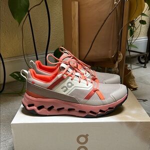 On Running Coral and Beige Sneakers